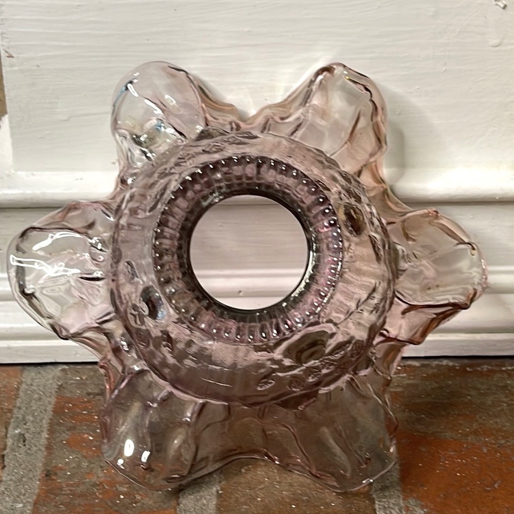Vintage Fenton Purple Iridescent Cabbage Rose Glass Replacement Fairy Lamp Shade - Picture 6 of 10